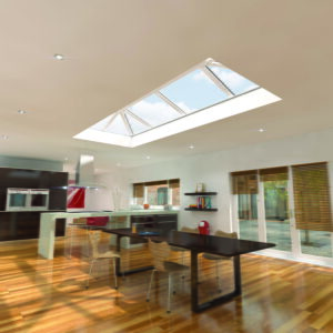 A skypod installed in a contemporary Dorset home, showcasing the bright and airy interior.