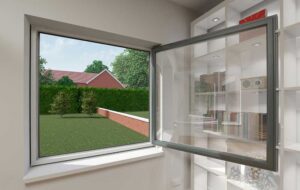 A bright and airy kitchen in Dorset featuring a skylight that floods the space with natural light.